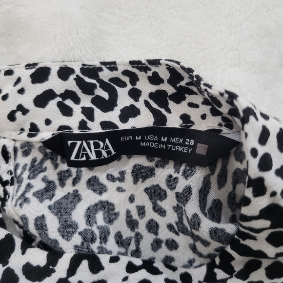 Zara Long Sleeve Maxi Dress in Black & White Leopard Print Women's Size M - Picture 4 of 4